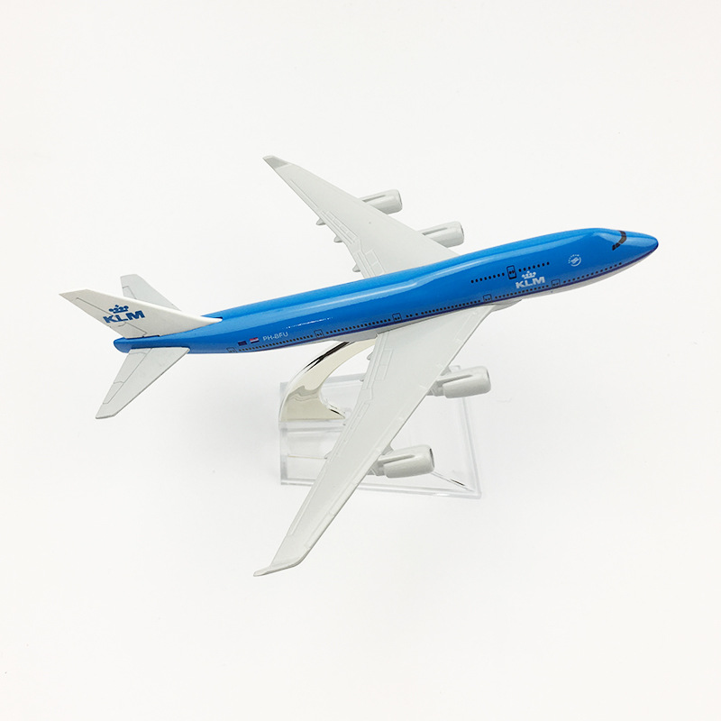 16CM合金飞机模型 仿真客机 静态摆件 荷兰航空 波音747 厂家直销